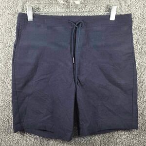Ben Sherman Shorts Navy Blue Striped Plaid Elastic Drawstring‎ - Mens 30 Waist